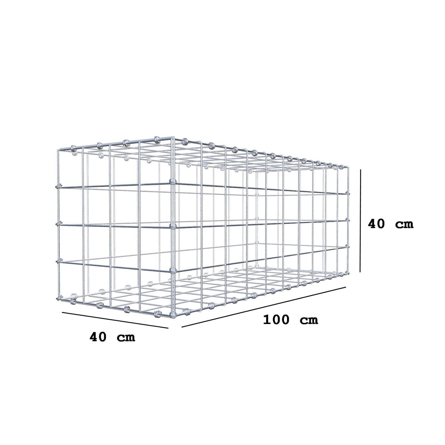 Schanskorf 100 cm x 40 cm x 40 cm (L x H x D), maaswijdte 10 x 10 cm, spiraalring