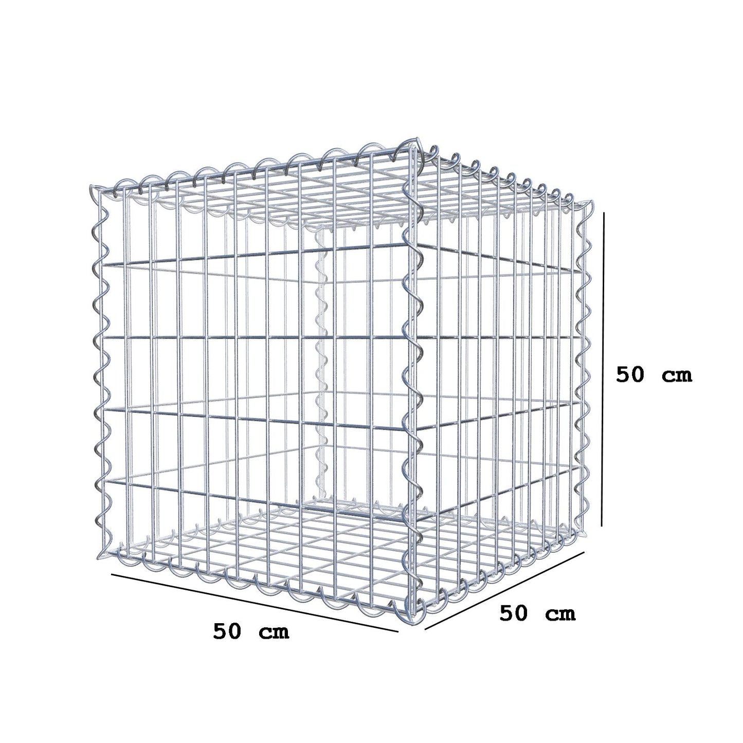 Schanskorf 50 cm x 50 cm x 50 cm (L x H x D), maaswijdte 5 cm x 10 cm, spiraal