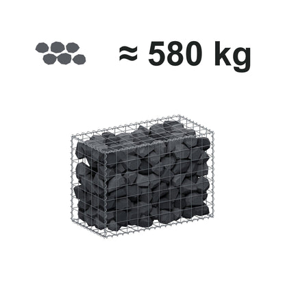 Schanskorf 100 cm x 70 cm x 50 cm (L x H x D), maaswijdte 10 cm x 10 cm, spiraalvormig