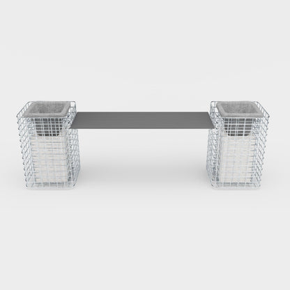 Banco de jardim com 2 colunas de flores - 200 x 62 x 42 (C x A x P) MW 5 x 5 cm galvanizado a quente, com capa reciclada em antracite