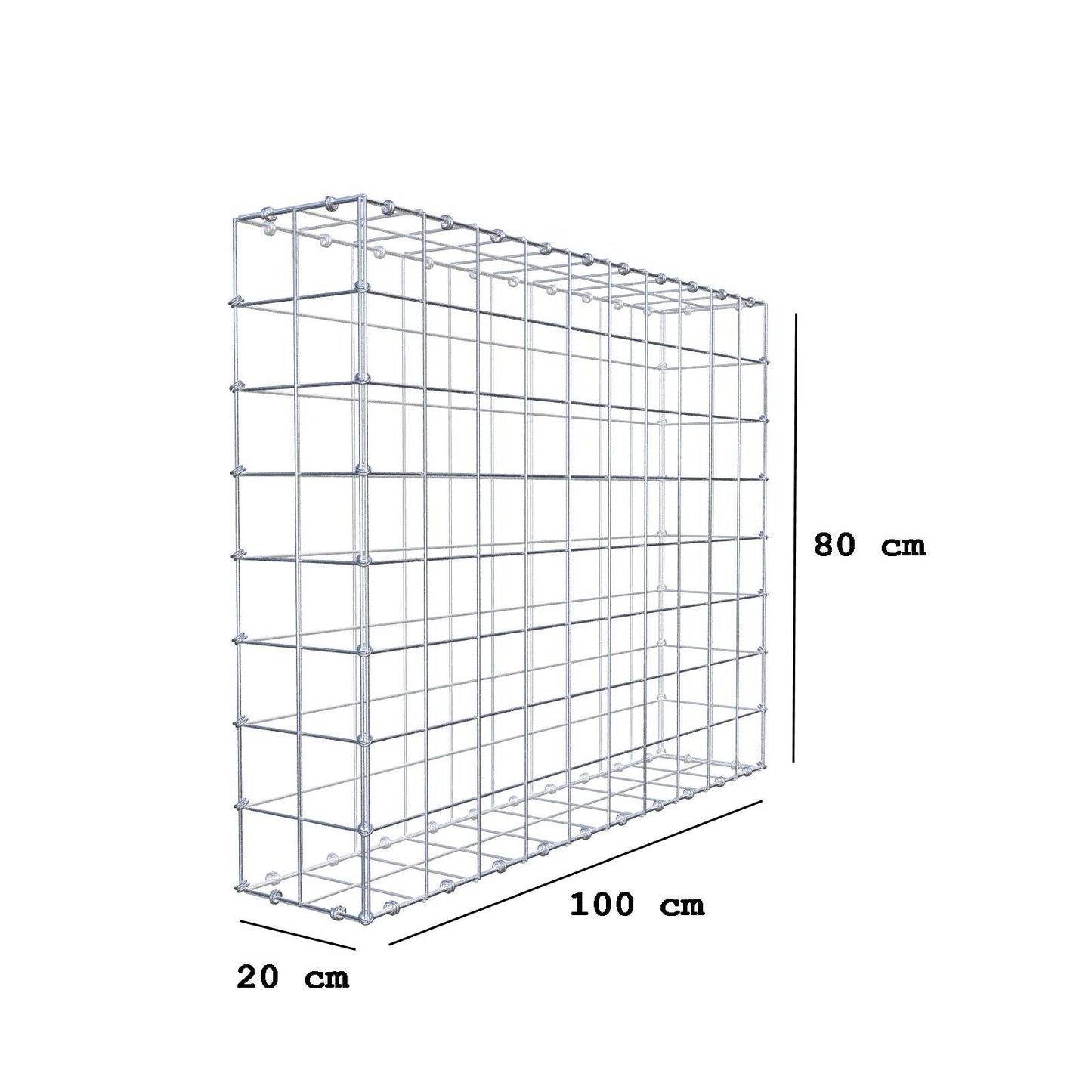 Schanskorf 100 cm x 80 cm x 20 cm (L x H x D), maaswijdte 10 x 10 cm, spiraalring