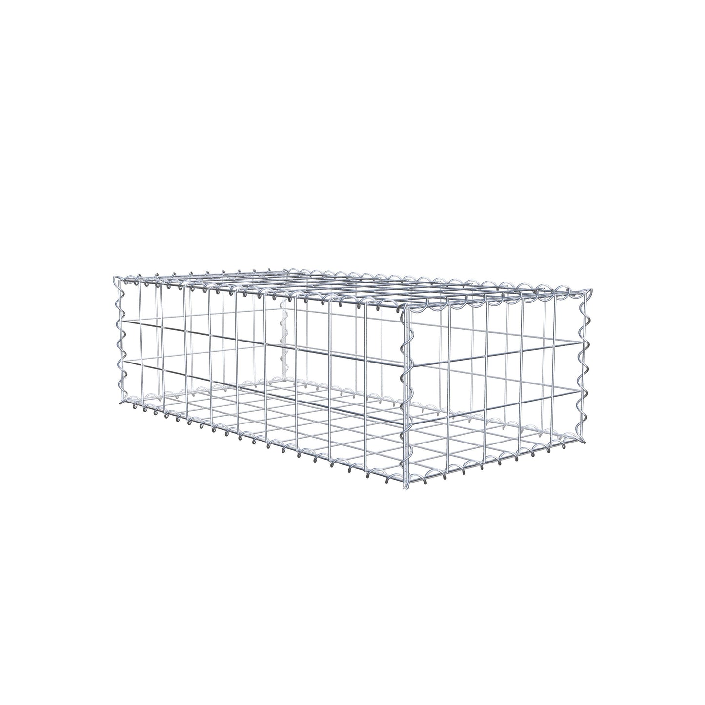 Schanskorf 100 cm x 30 cm x 50 cm (L x H x D), maaswijdte 10 cm x 10 cm, spiraalvormig