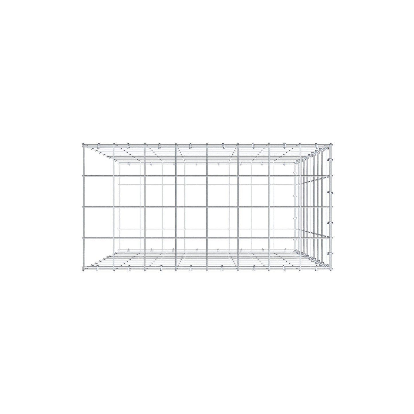 Typ 2 påbyggnadsgabion 100 cm x 80 cm x 40 cm (L x H x D), maskstorlek 10 cm x 10 cm, C-ring
