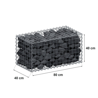 Gabione 80 cm x 40 cm x 40 cm (L x H x T), Maschenweite 5 cm x 5 cm, Spirale