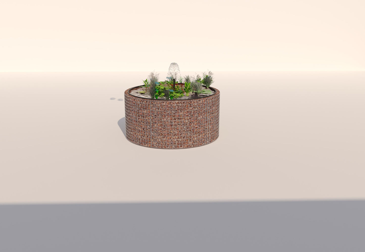 Schanskorven verhoogde vijver, rond, buitendiameter 172 cm, hoogte 80 cm, maaswijdte 5 x 5 cm, wanddikte 15 cm