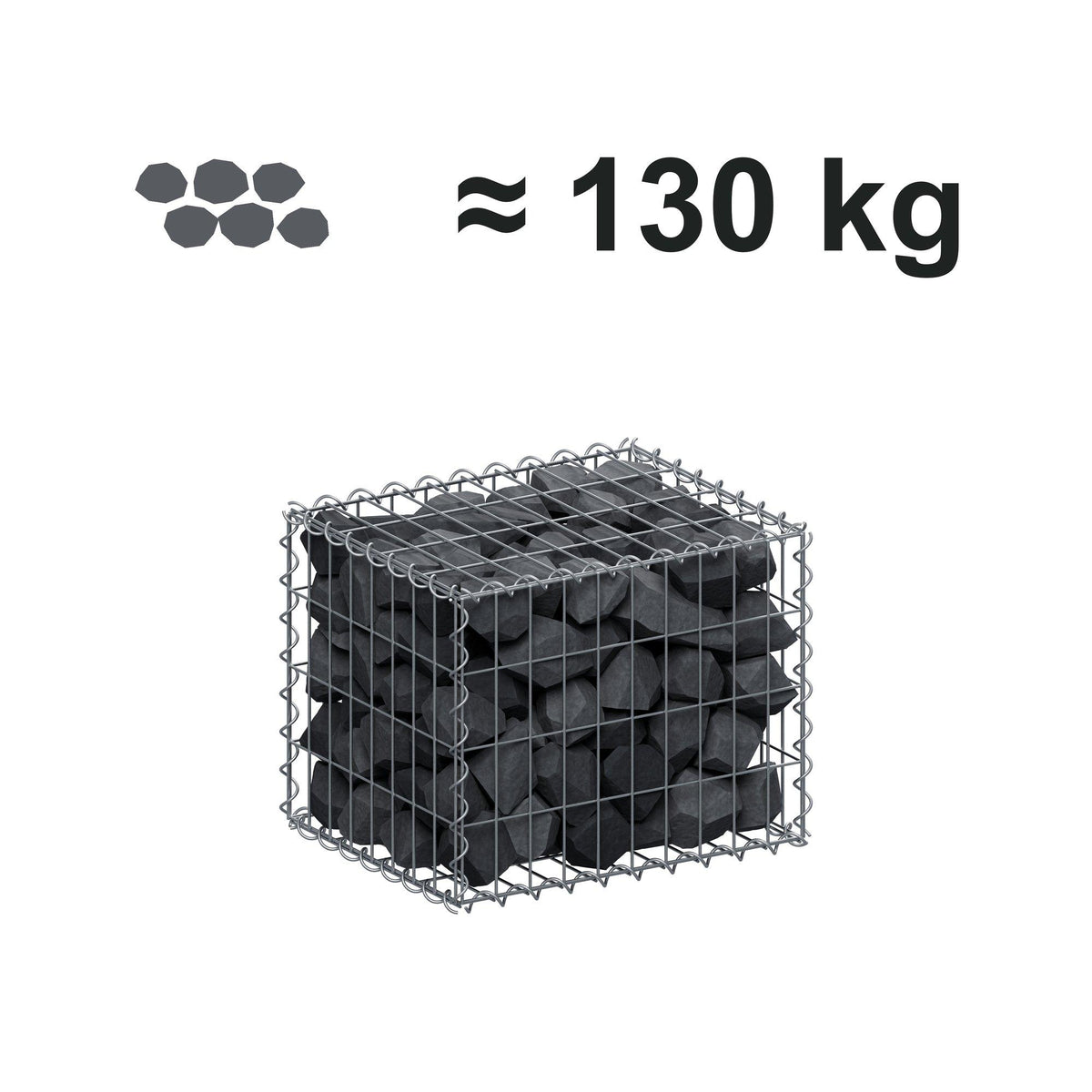 Gabion 50 cm x 40 cm x 40 cm (L x H x P), mailles 5 cm x 10 cm, spirale