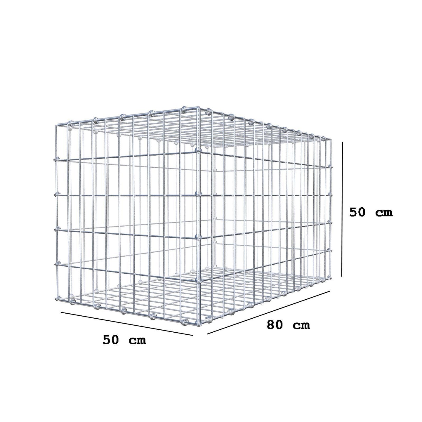 Schanskorf 80 cm x 50 cm x 50 cm (L x H x D), maaswijdte 5 x 10 cm, spiraalring
