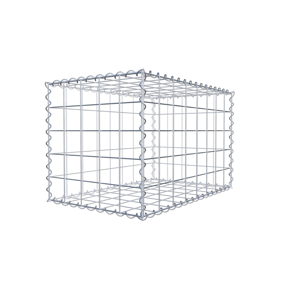 Gabião 80 cm x 50 cm x 50 cm (C x A x P), malhagem 10 cm x 10 cm, espiral