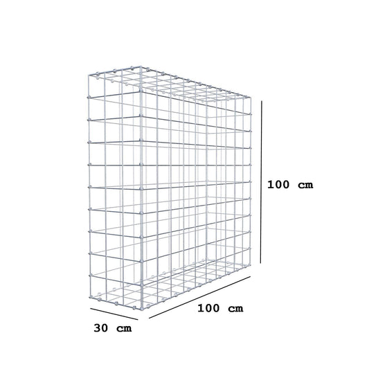 Schanskorf 100 cm x 100 cm x 30 cm (L x H x D), maaswijdte 10 x 10 cm, spiraalring