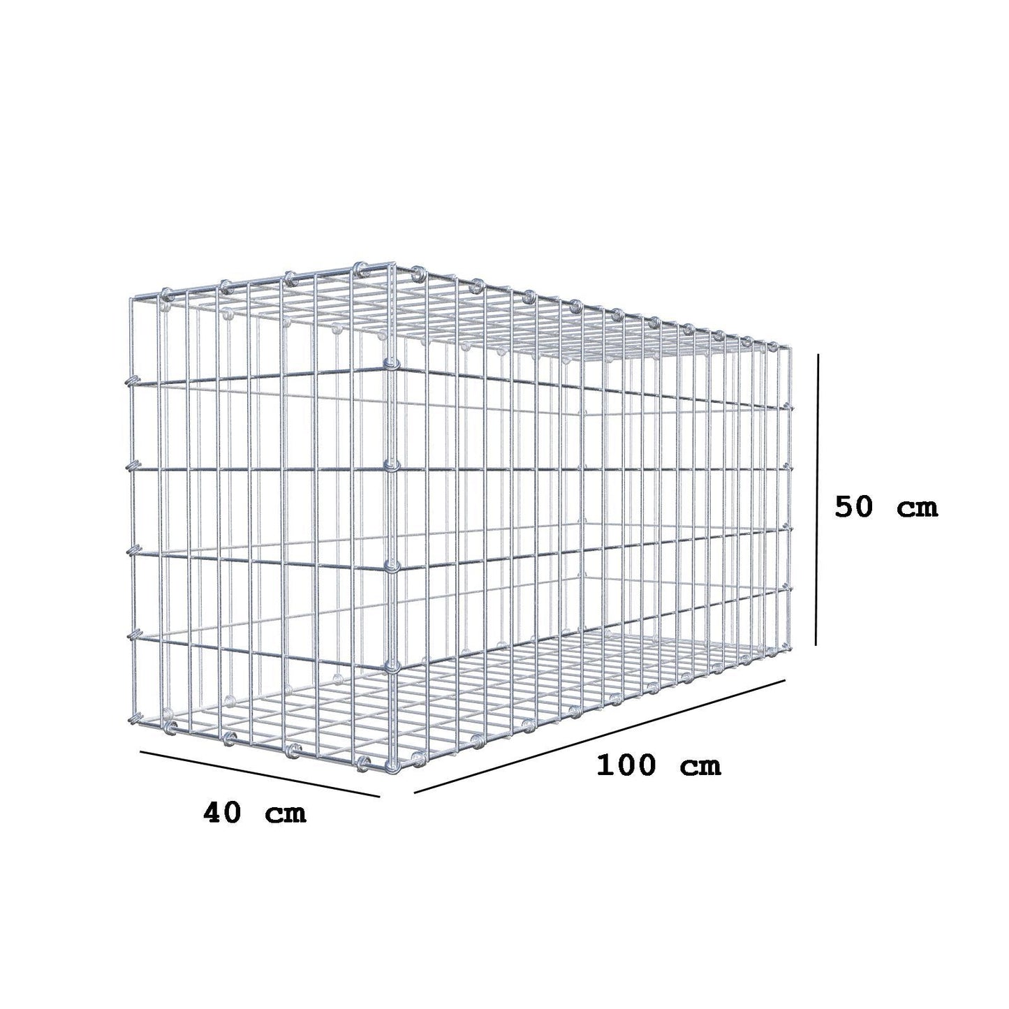 Schanskorf 100 cm x 50 cm x 40 cm (L x H x D), maaswijdte 5 x 10 cm, spiraalring