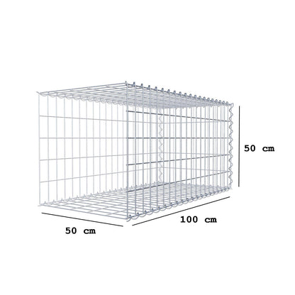 Opbouw schanskorf type 2 100 cm x 50 cm x 50 cm (L x H x D), maaswijdte 5 cm x 10 cm, spiraalvormig