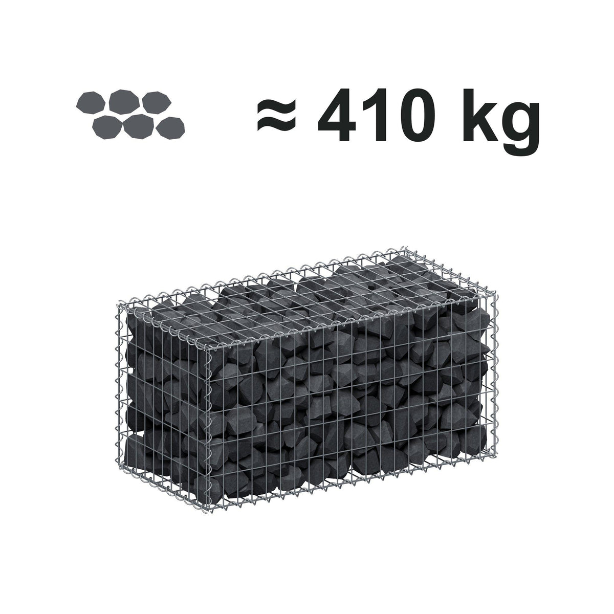 Gabião 100 cm x 50 cm x 50 cm (C x A x P), malhagem 5 cm x 10 cm, espiral