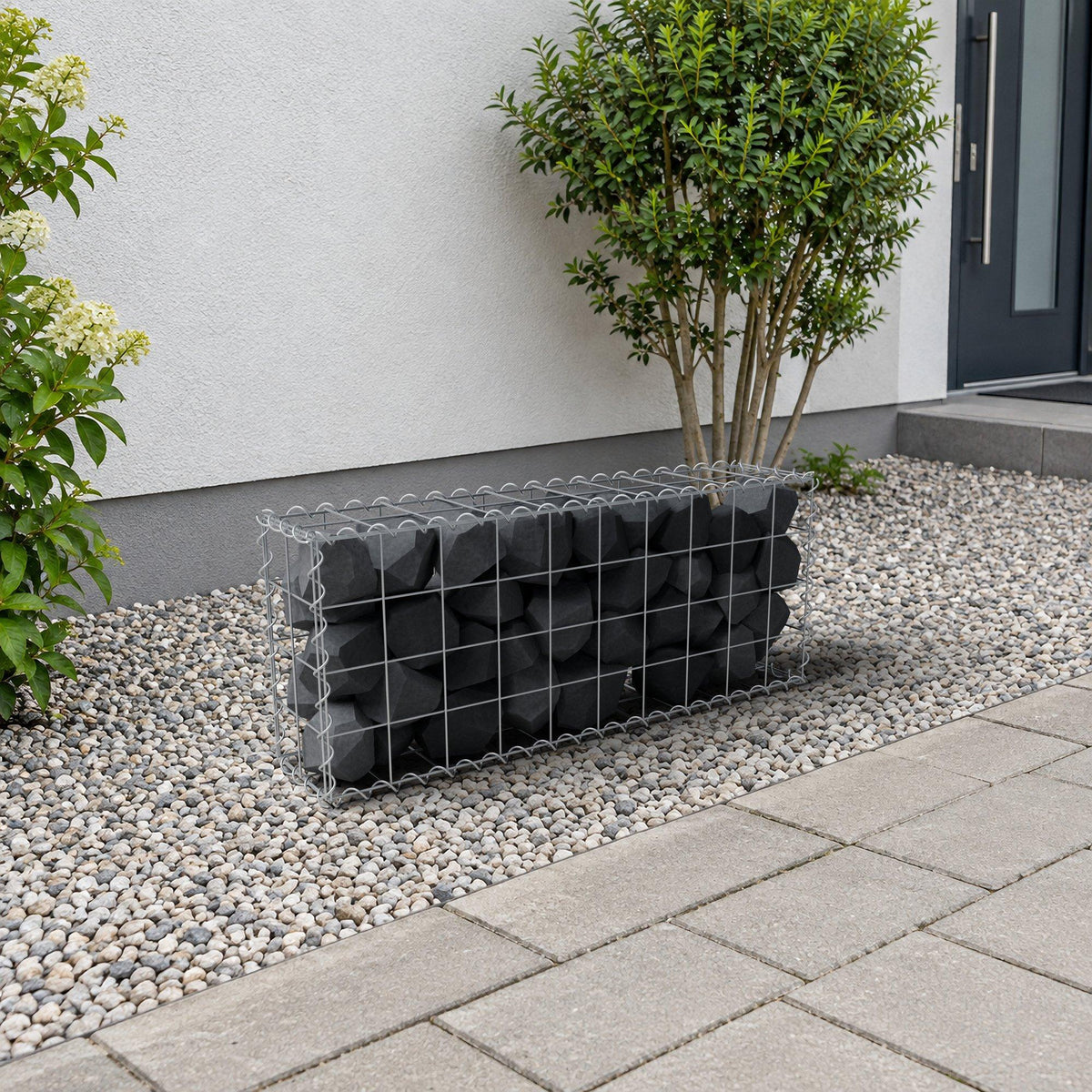 Schanskorf 100 cm x 40 cm x 20 cm (L x H x D), maaswijdte 10 cm x 10 cm, spiraalvormig