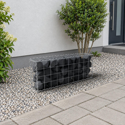 Schanskorf 100 cm x 40 cm x 20 cm (L x H x D), maaswijdte 10 cm x 10 cm, spiraalvormig