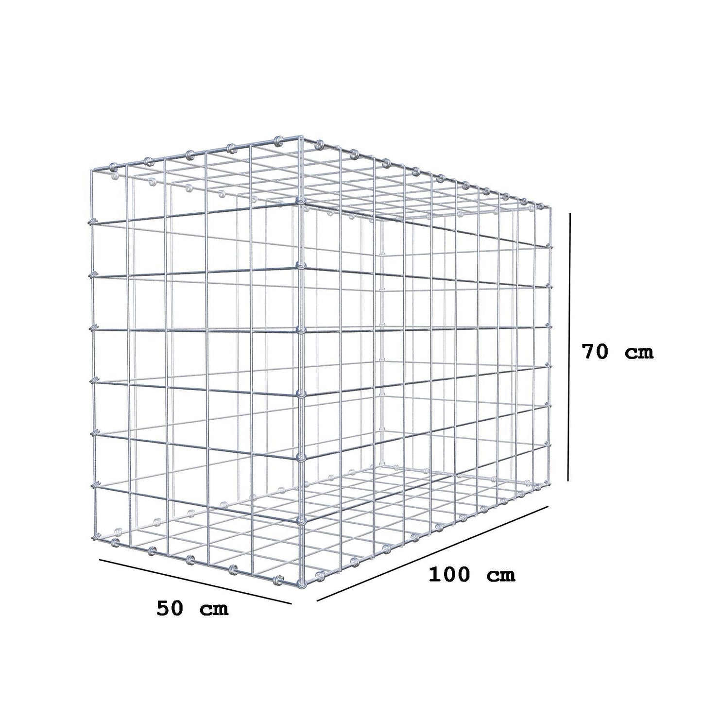 Schanskorf 100 cm x 70 cm x 50 cm (L x H x D), maaswijdte 10 x 10 cm, spiraalring