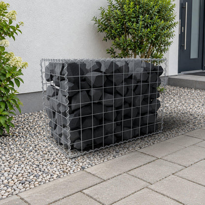 Schanskorf 100 cm x 70 cm x 50 cm (L x H x D), maaswijdte 10 cm x 10 cm, spiraalvormig