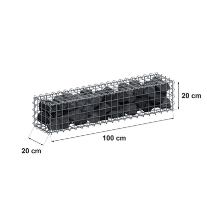 Gabbione 100 cm x 20 cm x 20 cm (L x H x P), maglia 5 cm x 5 cm, spirale
