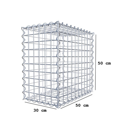 Gabion 50 cm x 50 cm x 30 cm (L x H x D), maskestørrelse 5 cm x 5 cm, spiral