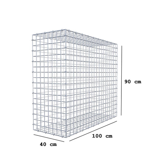 Gabion 100 cm x 90 cm x 40 cm (L x H x D), maskestørrelse 5 x 5 cm, spiralring