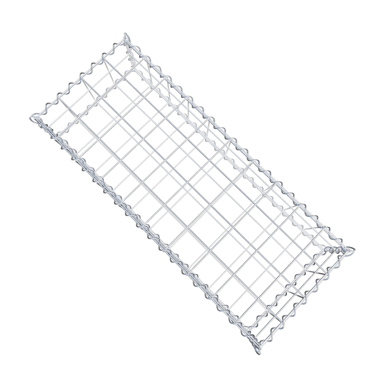 Schanskorf 100 cm x 20 cm x 40 cm (L x H x D), maaswijdte 10 cm x 10 cm, spiraalvormig