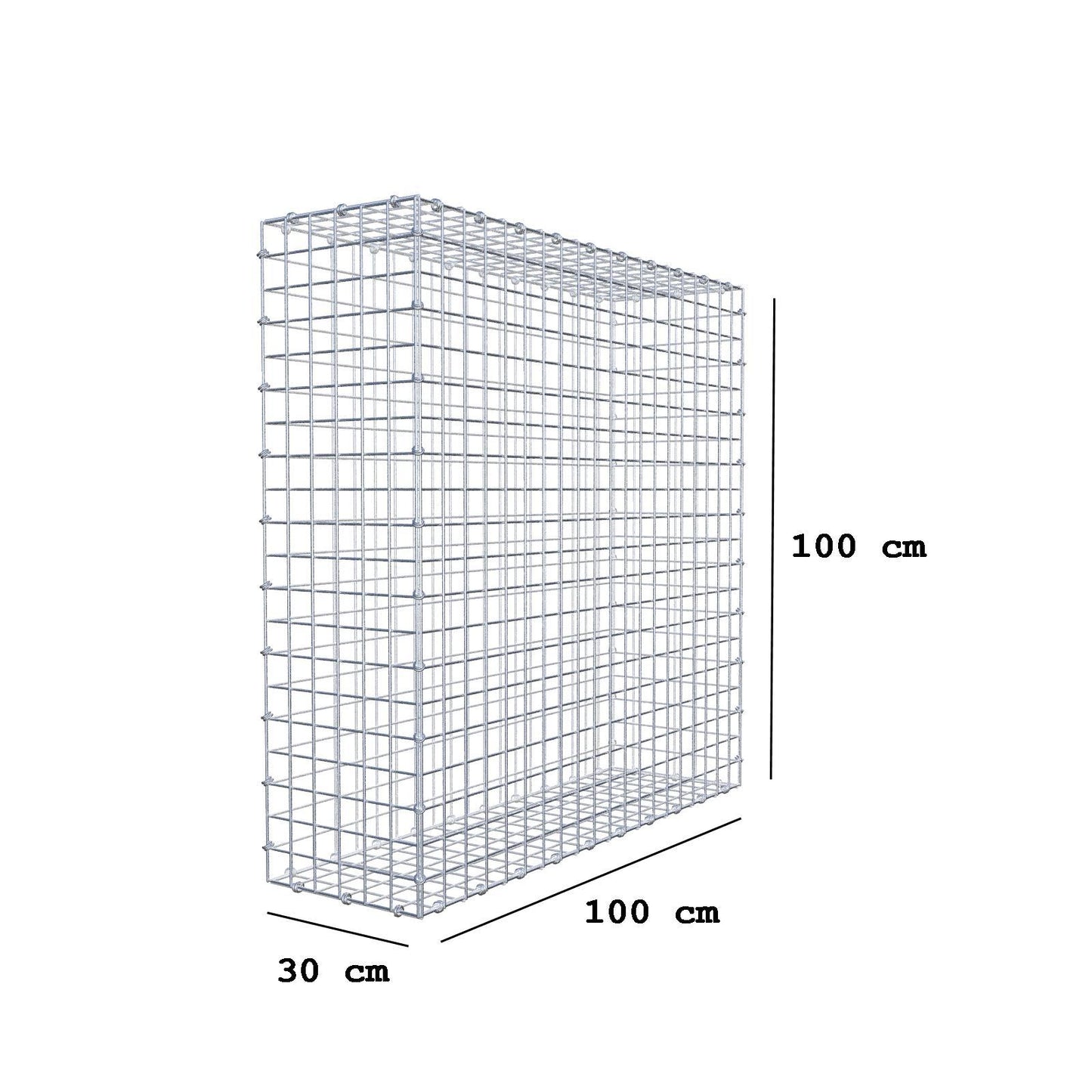 Schanskorf 100 cm x 100 cm x 30 cm (L x H x D), maaswijdte 5 x 5 cm, spiraalring