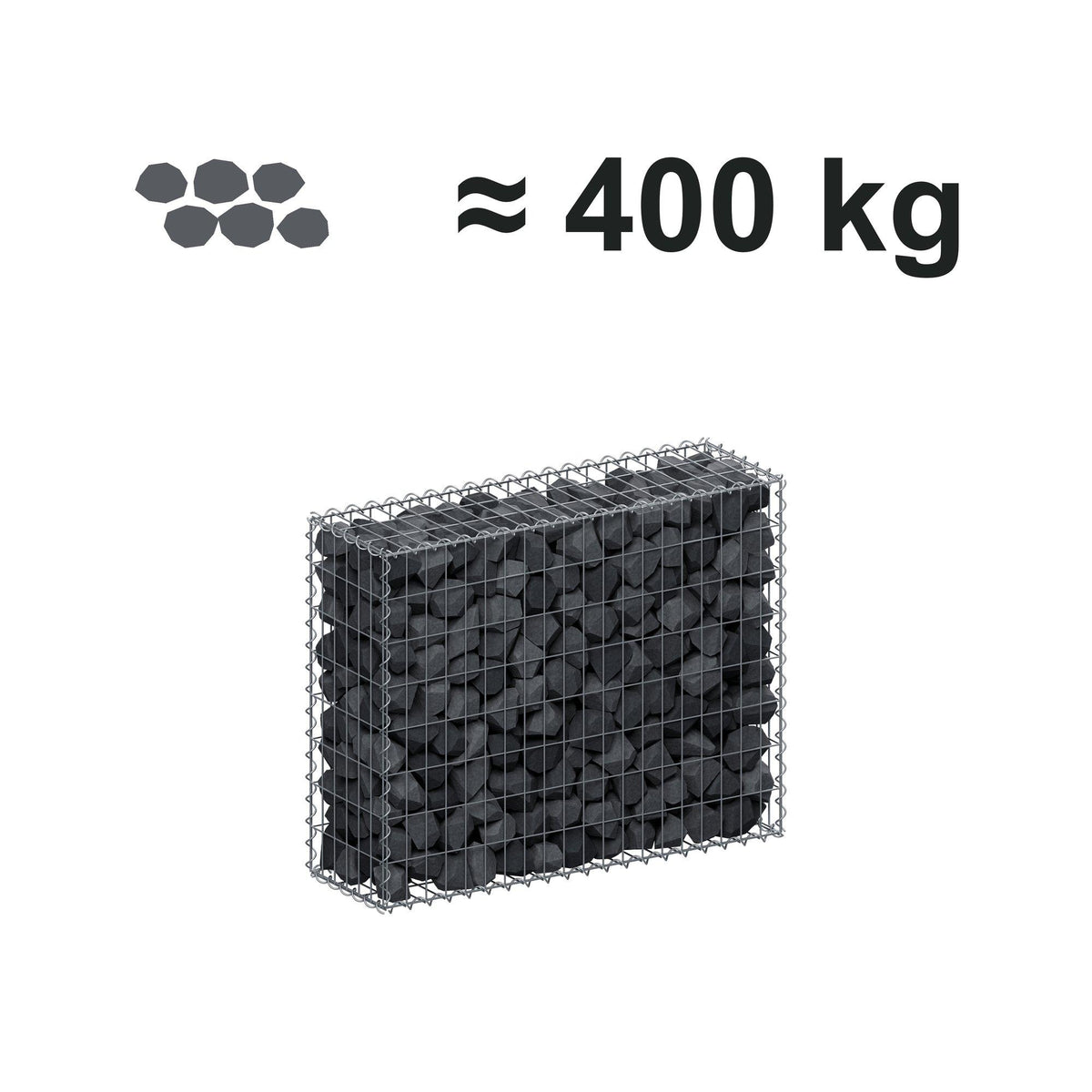 Gabion 100 cm x 80 cm x 30 cm (L x H x D), maskstorlek 5 cm x 10 cm, spiral