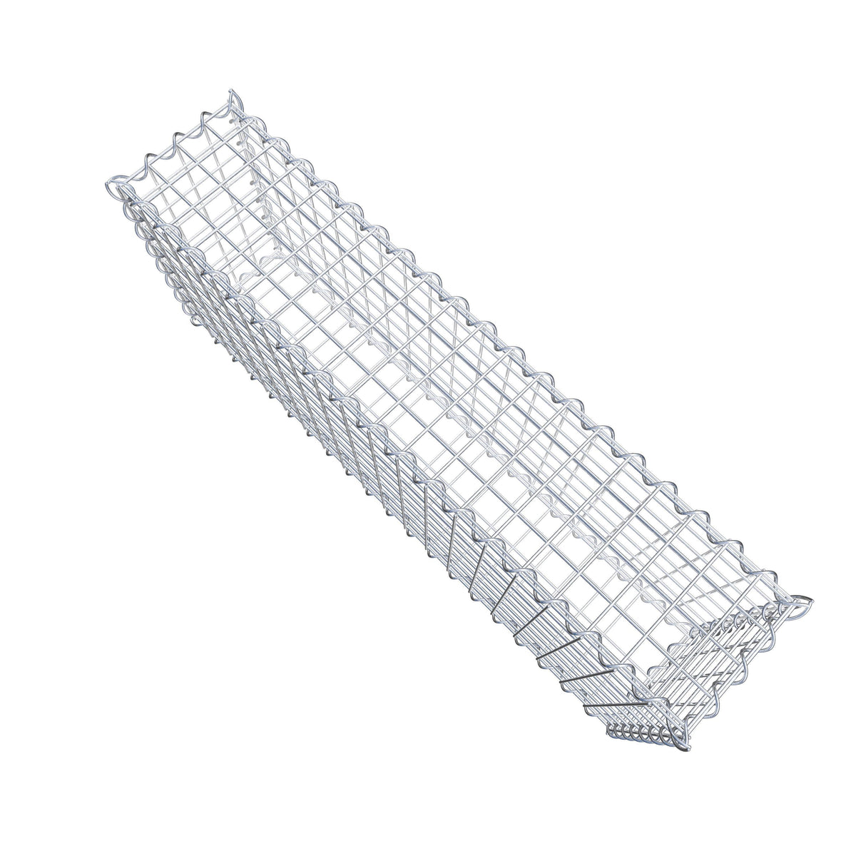 Schanskorf 100 cm x 40 cm x 20 cm (L x H x D), maaswijdte 5 cm x 5 cm, spiraalvormig