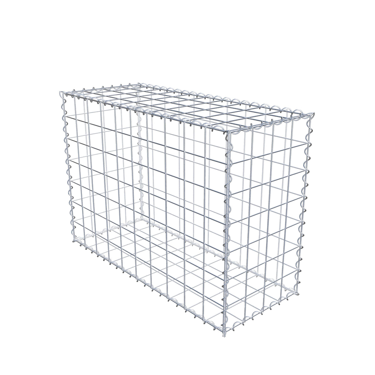 Schanskorf 100 cm x 70 cm x 40 cm (L x H x D), maaswijdte 10 cm x 10 cm, spiraalvormig