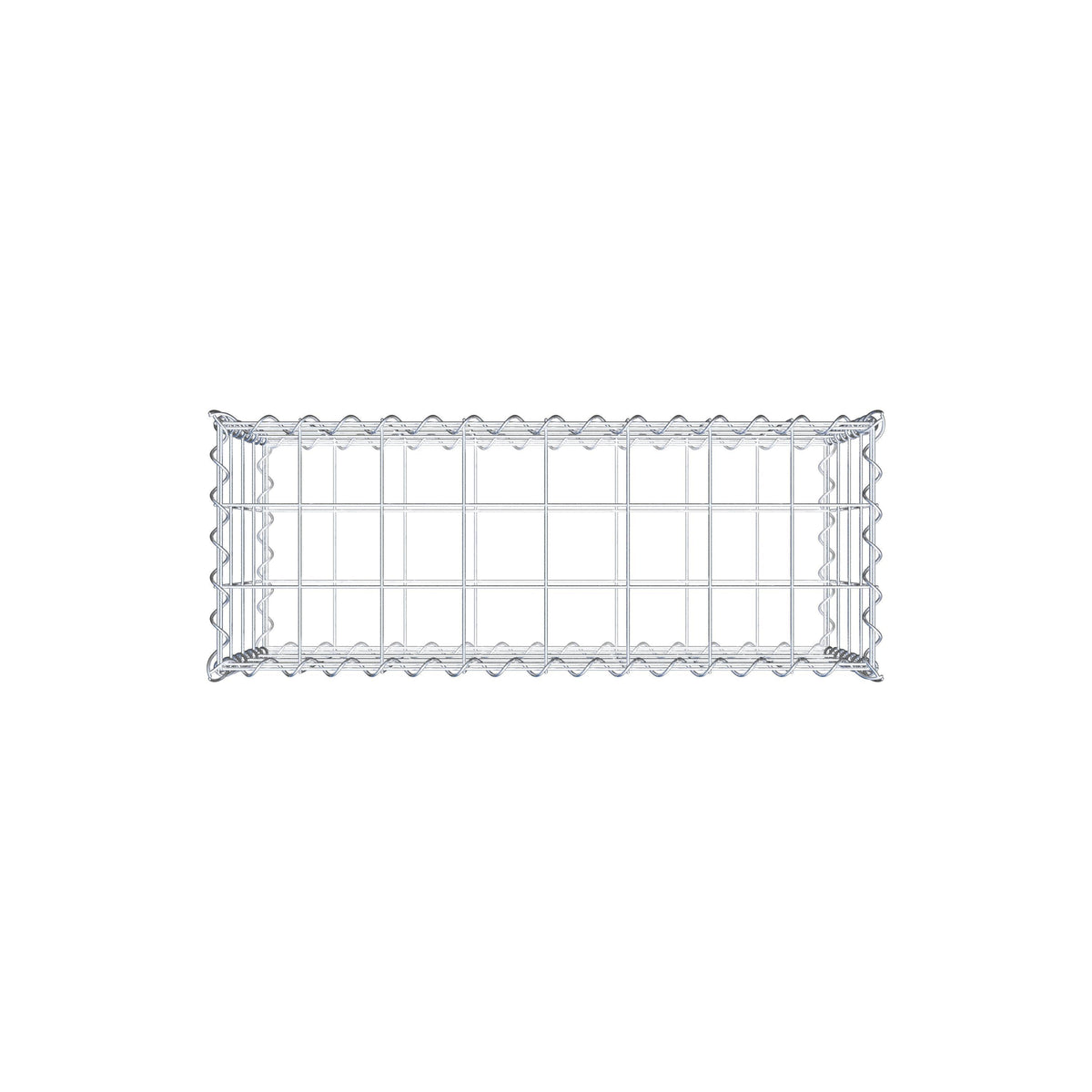 Schanskorf 80 cm x 40 cm x 30 cm (L x H x D), maaswijdte 10 cm x 10 cm, spiraalvormig