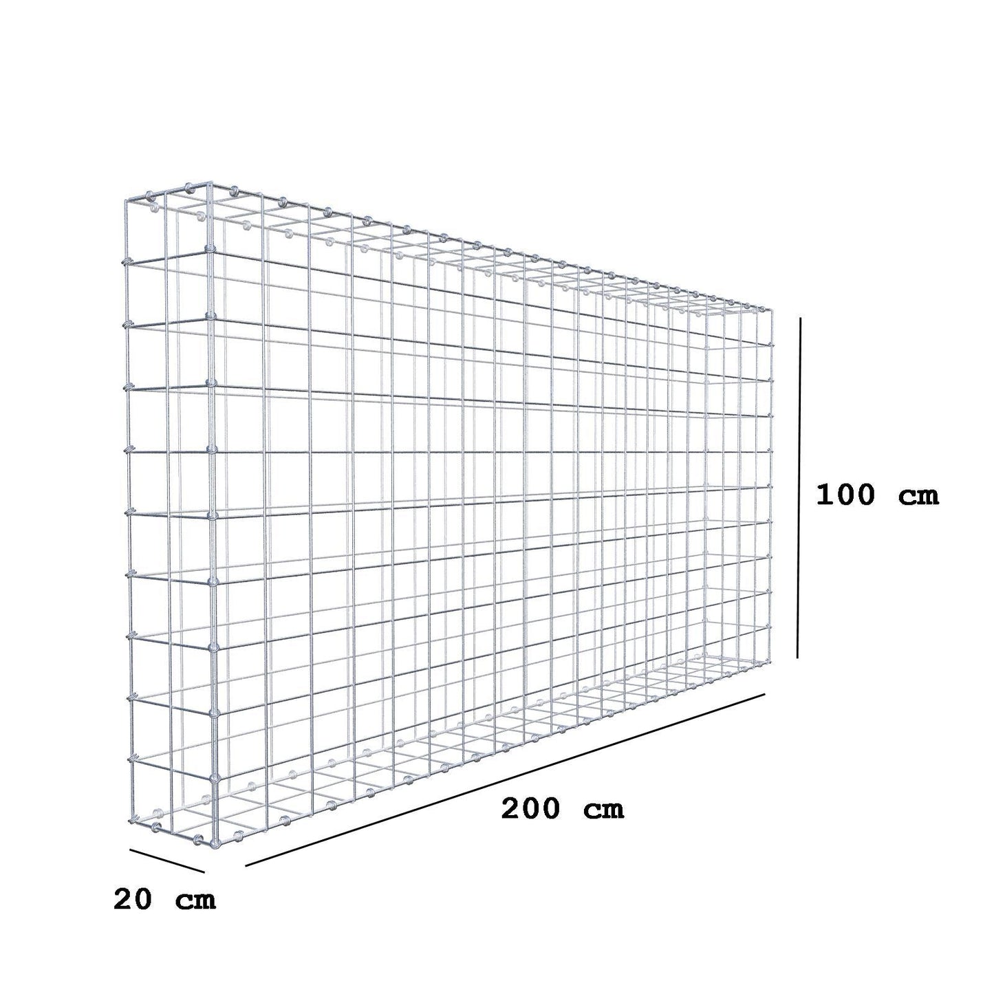 Schanskorf 200 cm x 100 cm x 20 cm (L x H x D), maaswijdte 10 x 10 cm, spiraalring