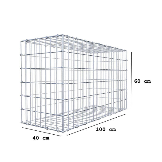 Schanskorf 100 cm x 60 cm x 40 cm (L x H x D), maaswijdte 5 x 10 cm, spiraalring