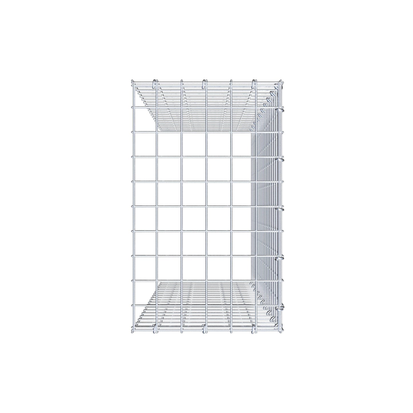 Type 4 oplegkorf 100 cm x 30 cm x 50 cm (L x H x D), maaswijdte 5 cm x 5 cm, C-ring