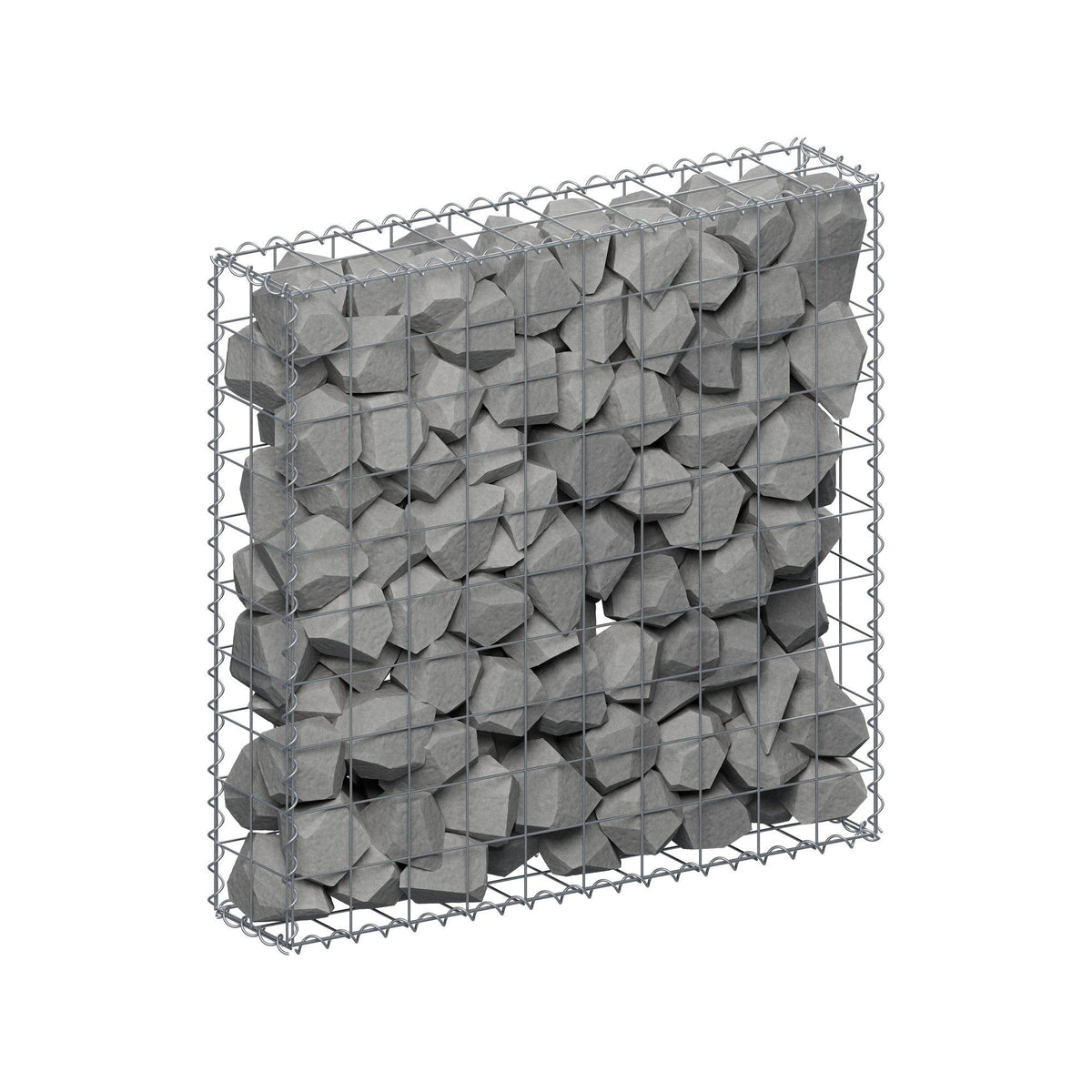 Gabion 100 cm x 100 cm x 20 cm (L x H x D), maskestørrelse 10 cm x 10 cm, spiral