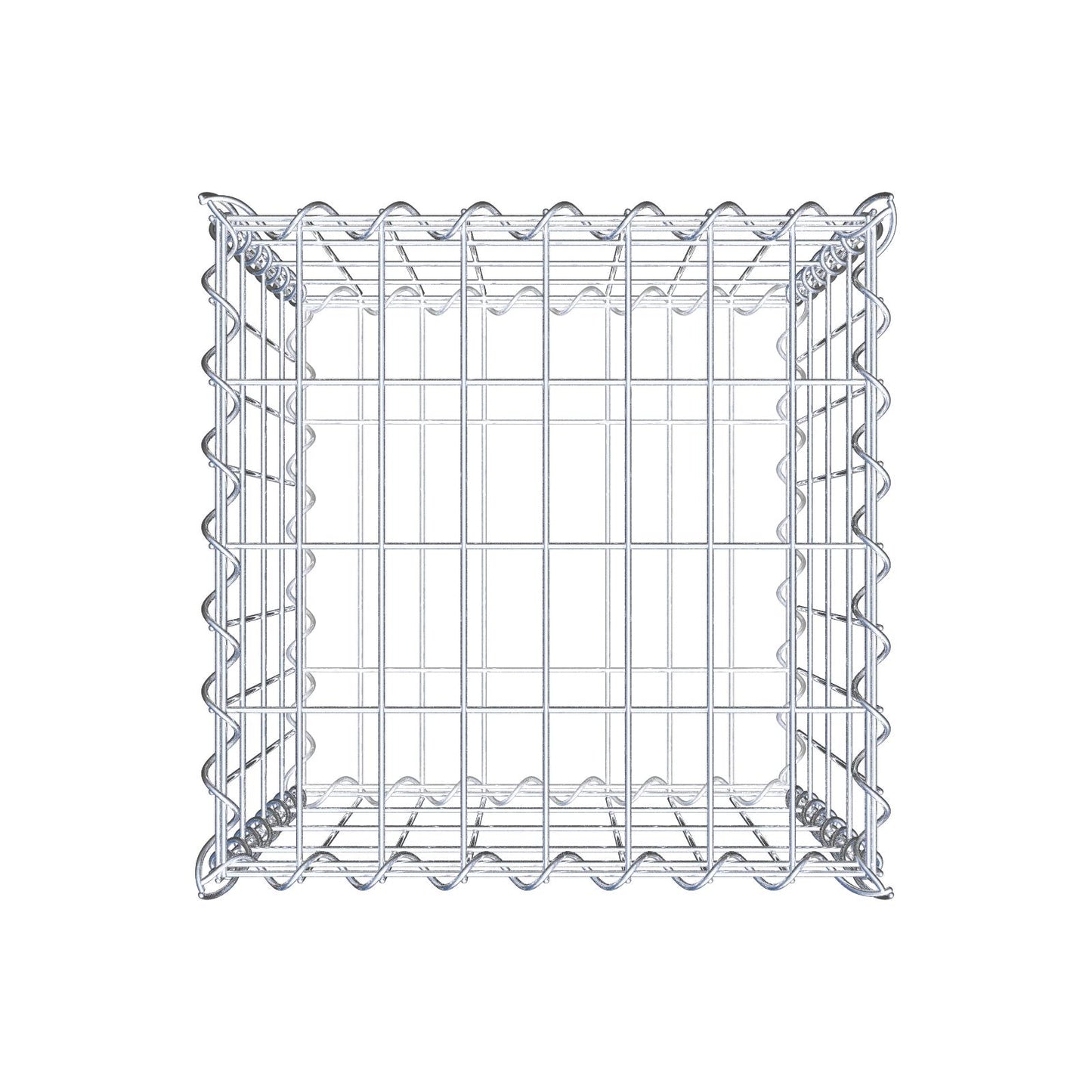 Schanskorf 40 cm x 40 cm x 40 cm (L x H x D), maaswijdte 5 cm x 10 cm, spiraalvormig