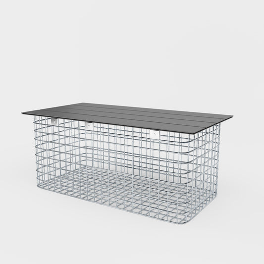 Trädgårdsbänk 102 x 45 x 52 cm MW 5 x 5 cm varmförzinkad, med återvunnen toppskiva i antracit
