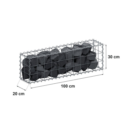 Gabião 100 cm x 30 cm x 20 cm (C x A x P), malhagem 10 cm x 10 cm, espiral