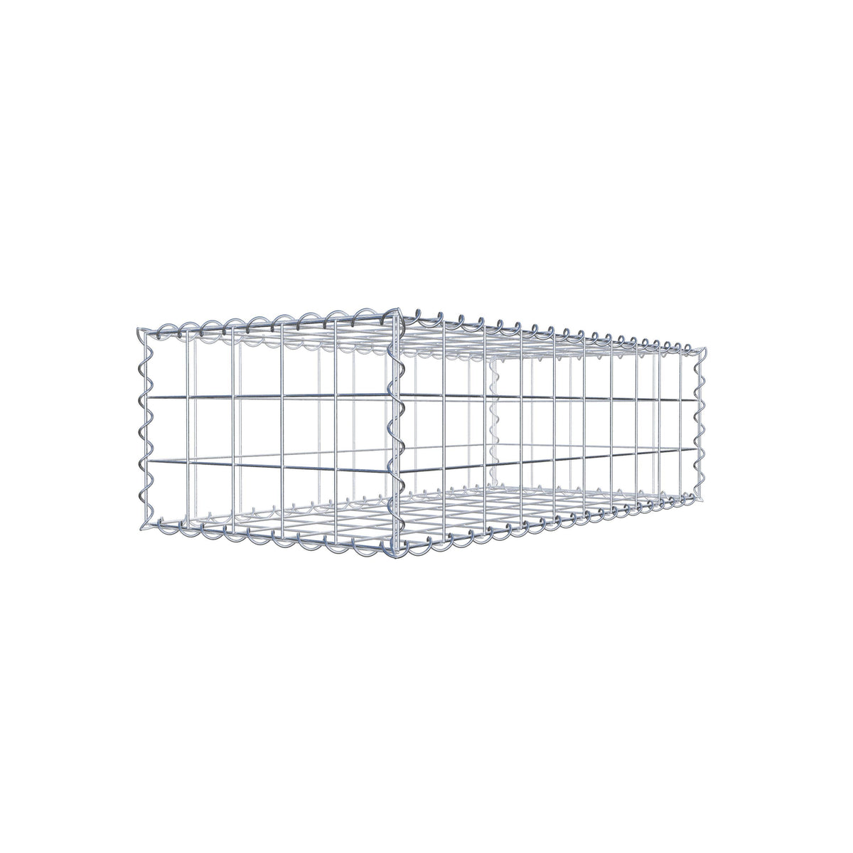 Schanskorf 100 cm x 30 cm x 50 cm (L x H x D), maaswijdte 10 cm x 10 cm, spiraalvormig