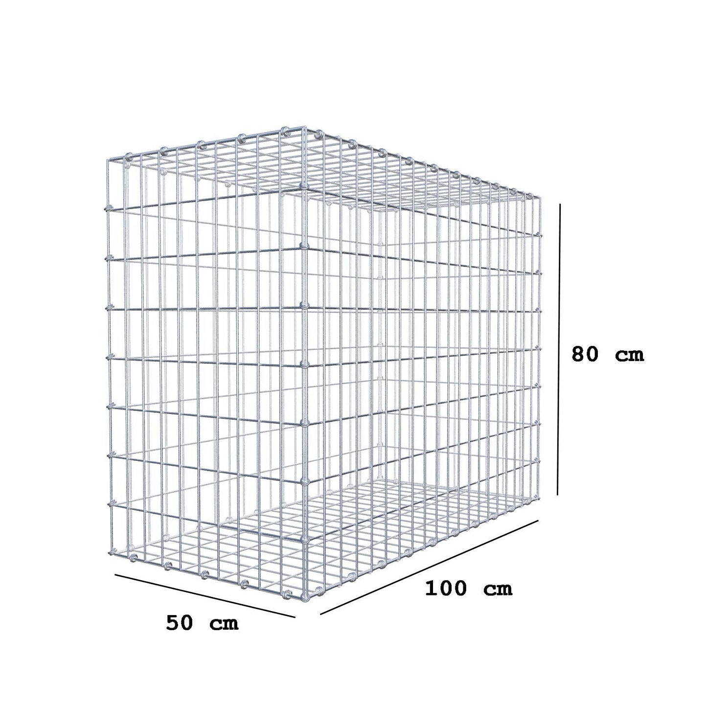 Gabbione 100 cm x 80 cm x 50 cm (L x H x P), maglia 5 x 10 cm, anello a spirale