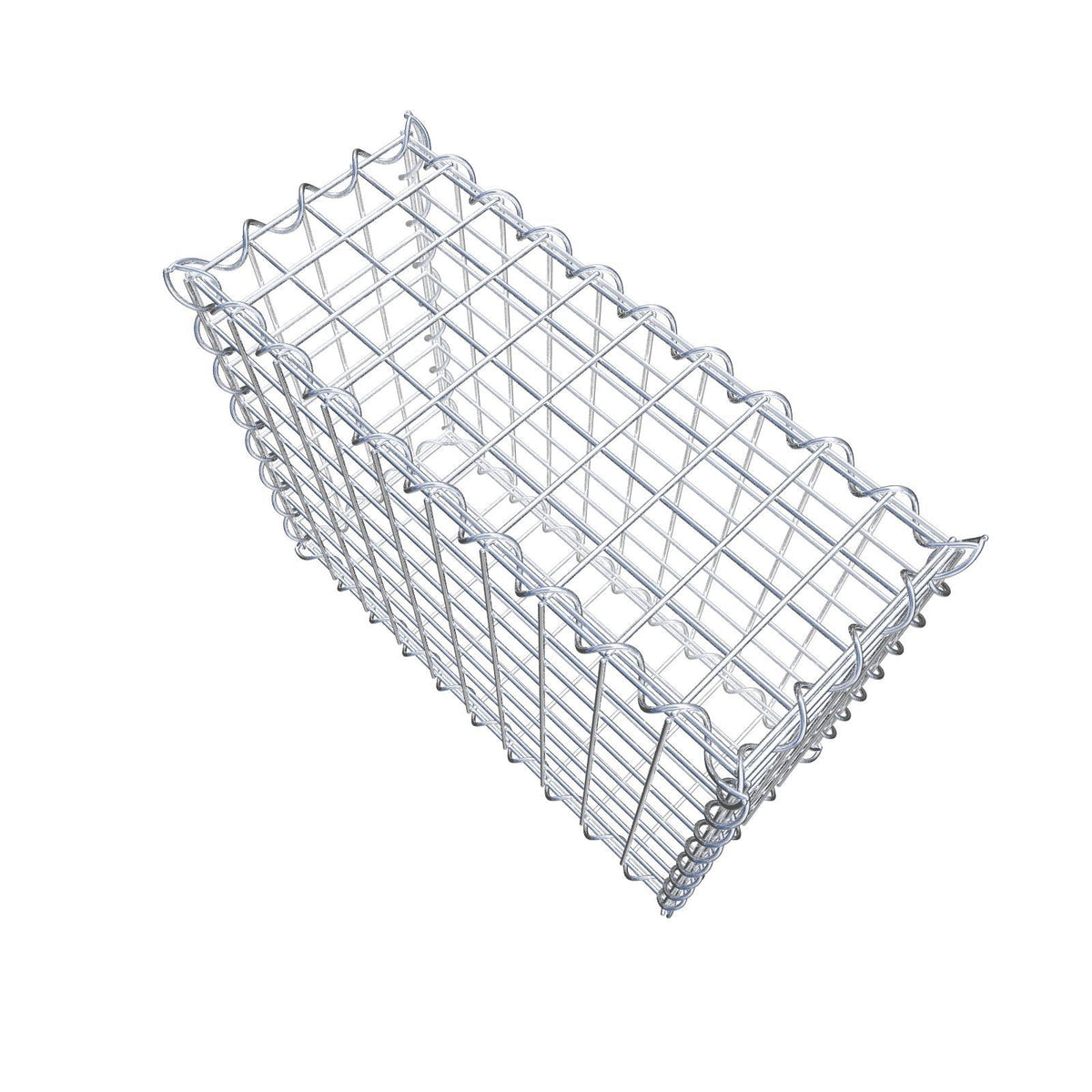 Schanskorf 50 cm x 40 cm x 20 cm (L x H x D), maaswijdte 5 cm x 5 cm, spiraalvormig