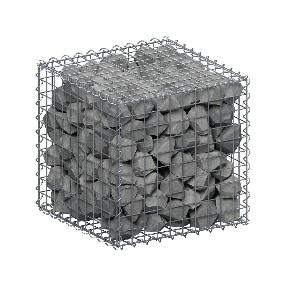 Gabião 50 cm x 50 cm x 50 cm (C x A x P), malhagem 5 cm x 5 cm, espiral
