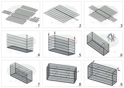 Gabion 100 cm x 90 cm x 50 cm (L x H x P), mailles 5 cm x 10 cm, spirale