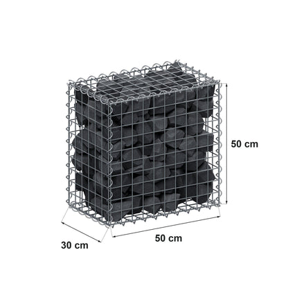 Gabbione 50 cm x 50 cm x 30 cm (L x H x P), maglia 5 cm x 5 cm, spirale