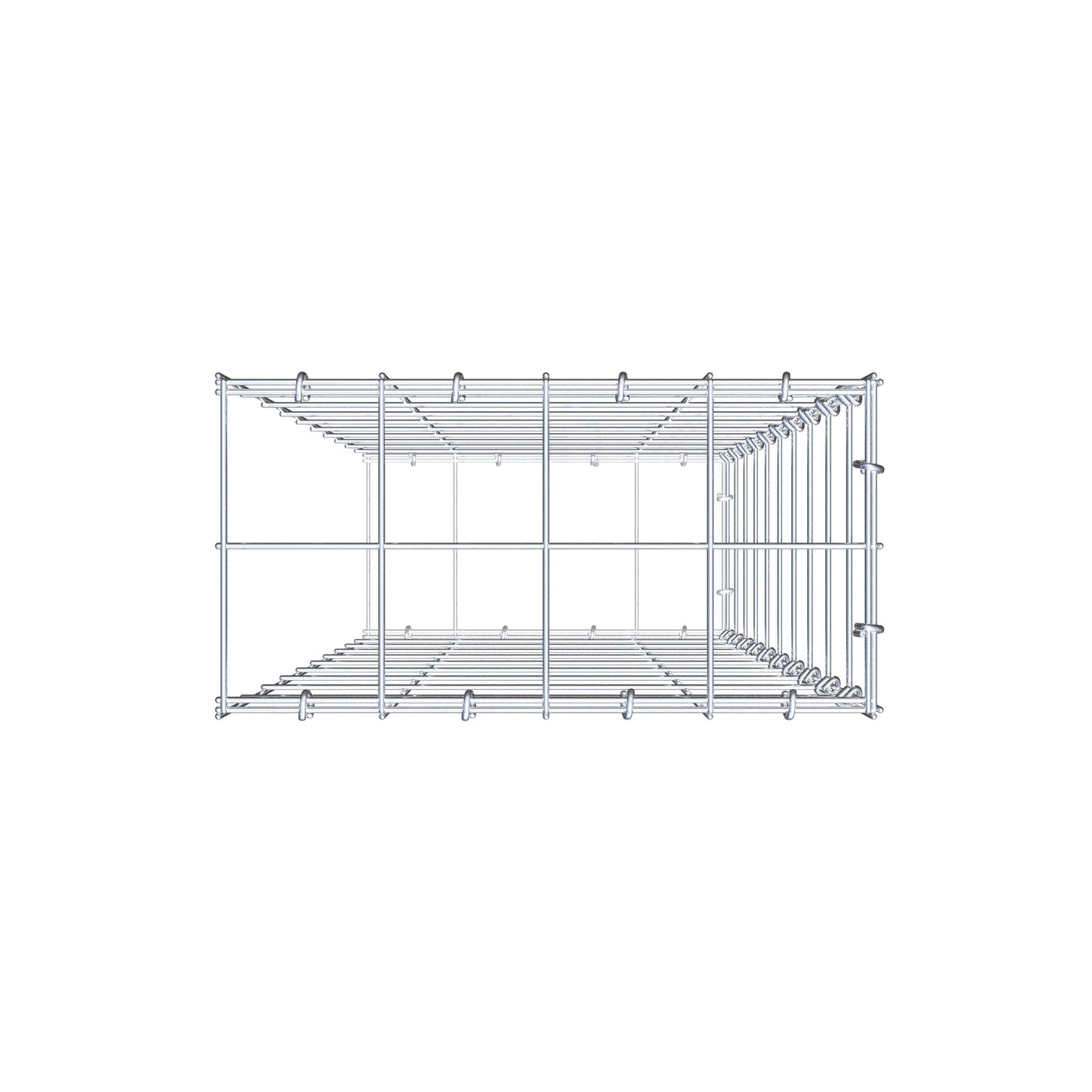 Mounted gabion type 2 100 cm x 40 cm x 20 cm (L x H x D), mesh size 10 cm x 10 cm, C-ring