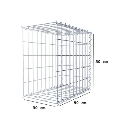 Opvokset gabion type 2 50 cm x 50 cm x 30 cm (L x H x D), maskestørrelse 5 cm x 10 cm, spiral