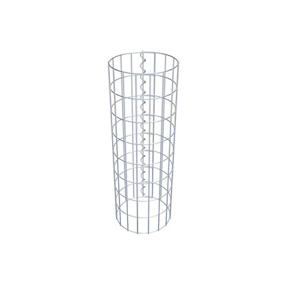 Gabion column around 27 cm diameter, 80 cm height, mesh size 5 cm x 10 cm