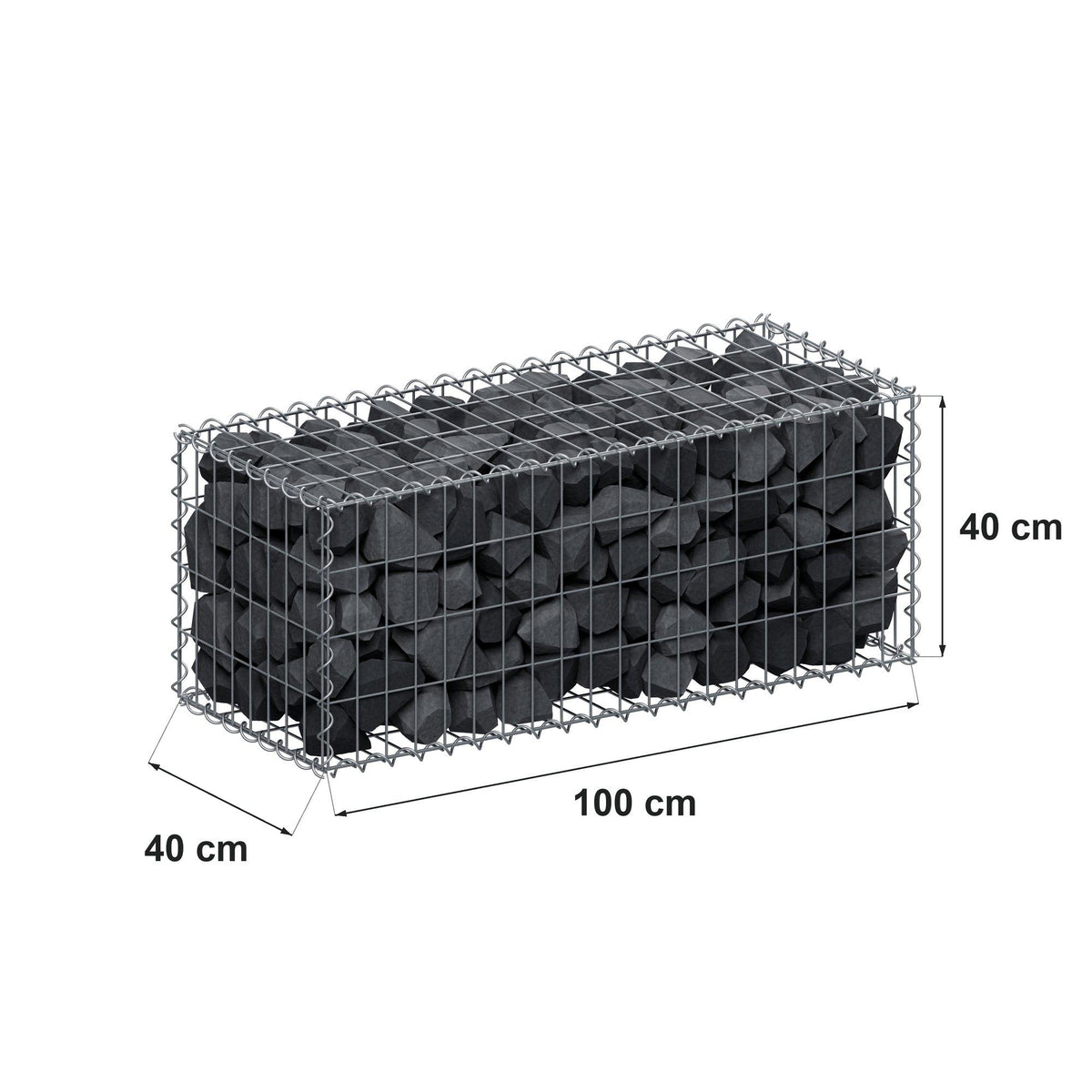 Schanskorf 100 cm x 40 cm x 40 cm (L x H x D), maaswijdte 5 cm x 10 cm, spiraalvormig