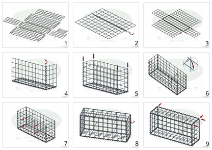 2er Set Gabionen 100 cm x 50 cm x 30 cm (L x H x T), Maschenweite 10 x 10 cm, Spirale