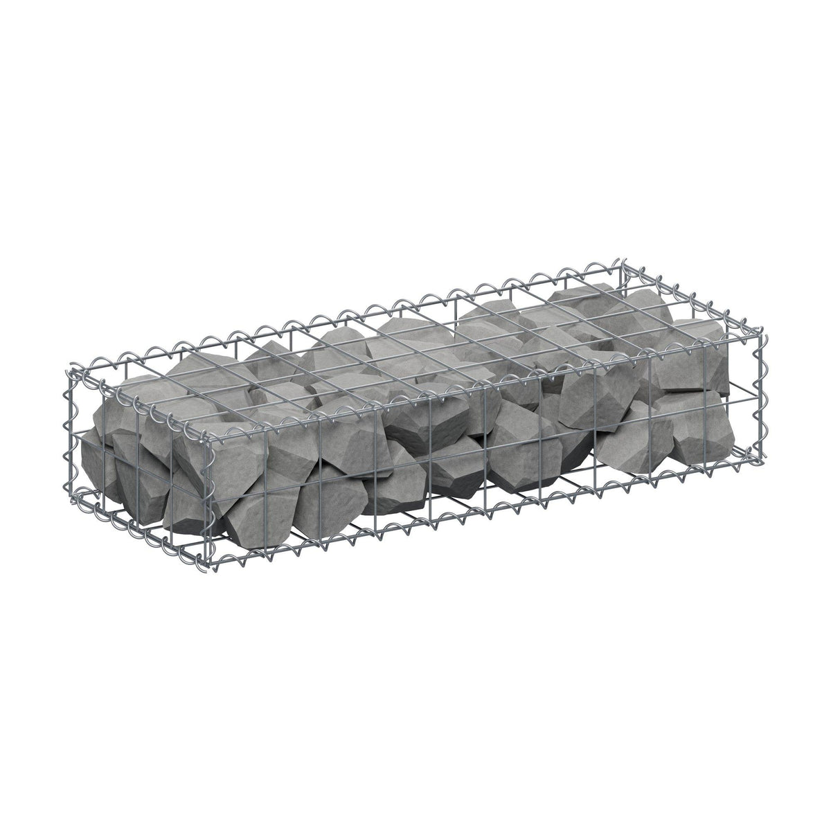 Schanskorf 100 cm x 20 cm x 40 cm (L x H x D), maaswijdte 10 cm x 10 cm, spiraalvormig