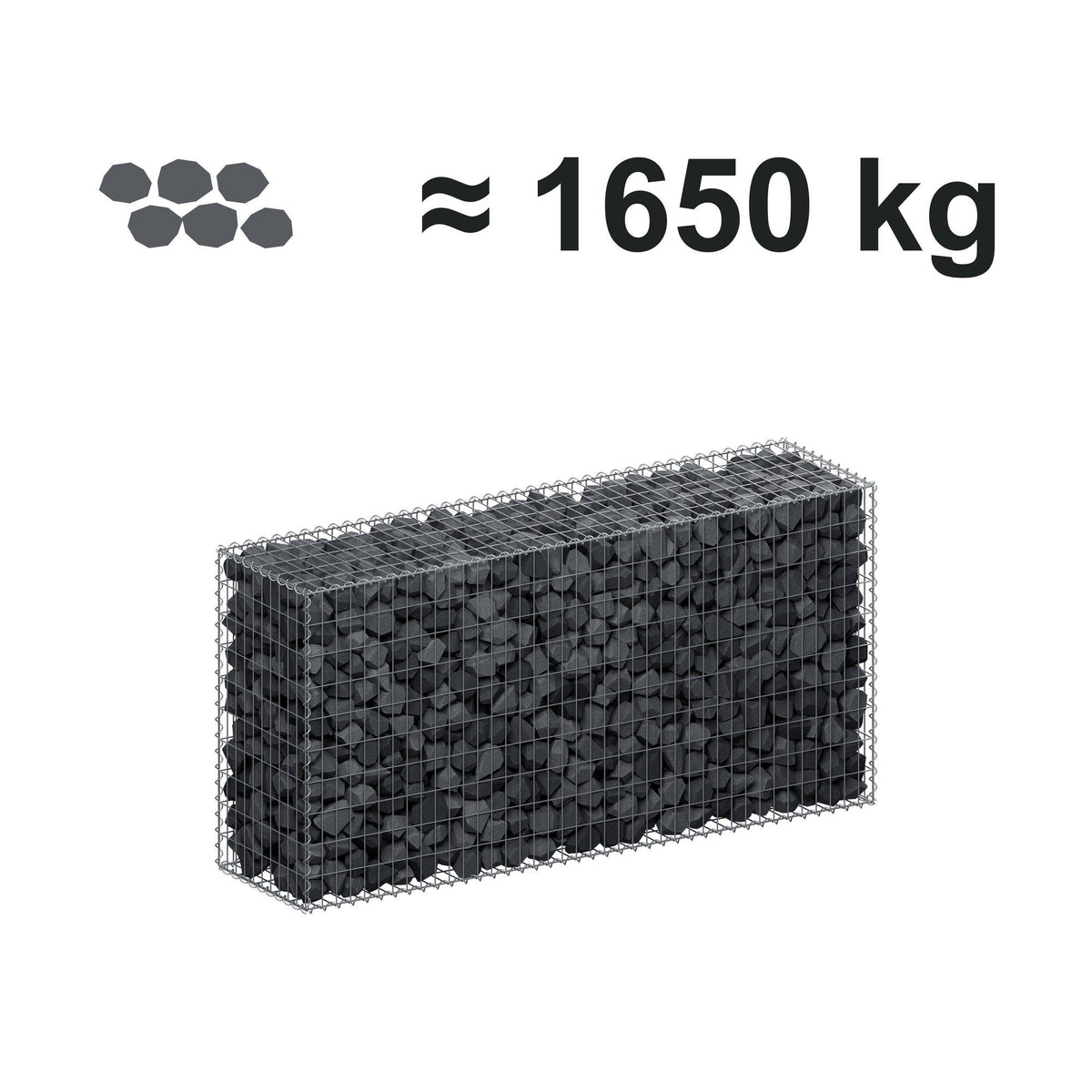 Gabion 200 cm x 100 cm x 50 cm (L x H x P), mailles 5 cm x 10 cm, spirale