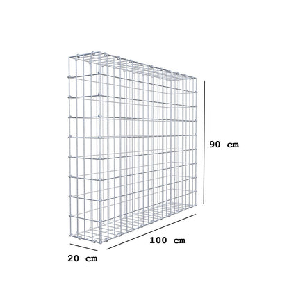 Gabião 100 cm x 90 cm x 20 cm (C x A x P), malhagem 5 x 10 cm, anel espiral